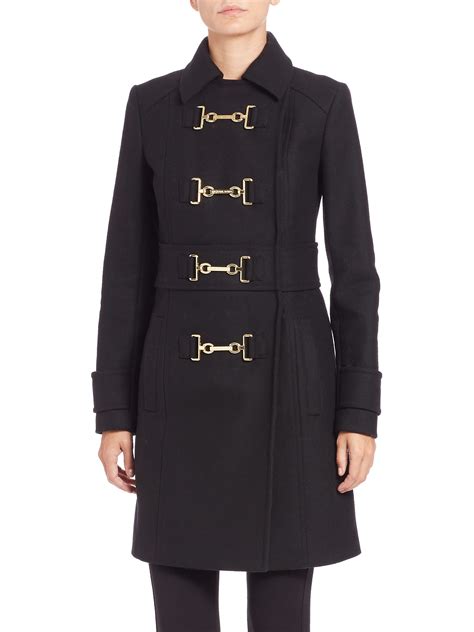 michael kors black and gold coat|Michael Kors black wool coat.